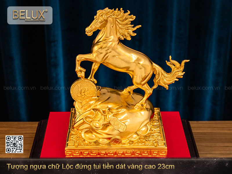 Tượng Ngựa Chữ Lộc Dát Vàng 24k